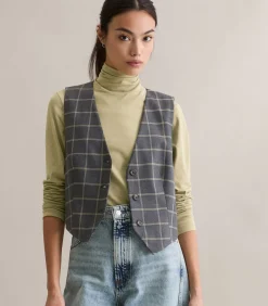 Geruit gilet regular DAMES Jassen