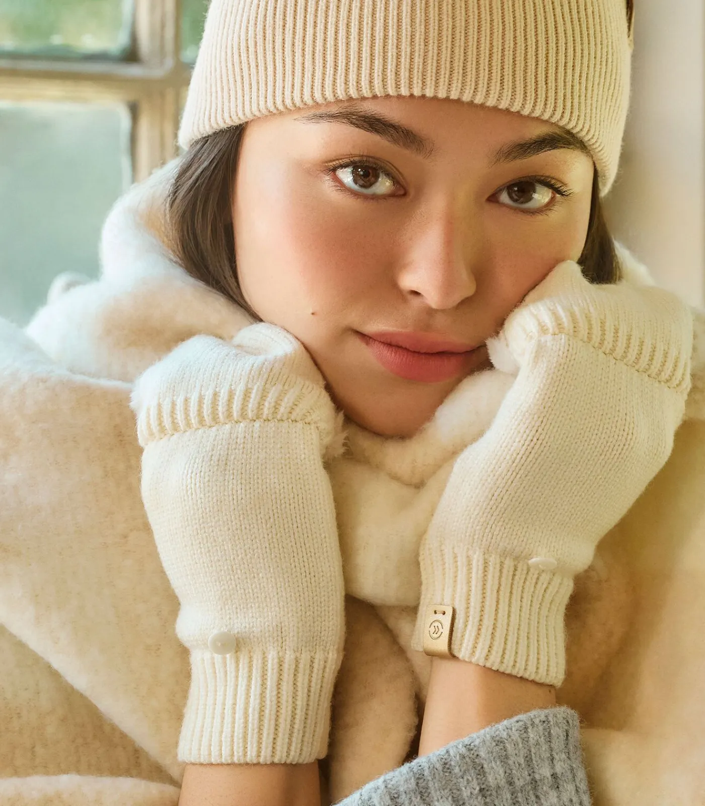 Outlet Geruite damessjaal met franjes Crème DAMES Sjaals