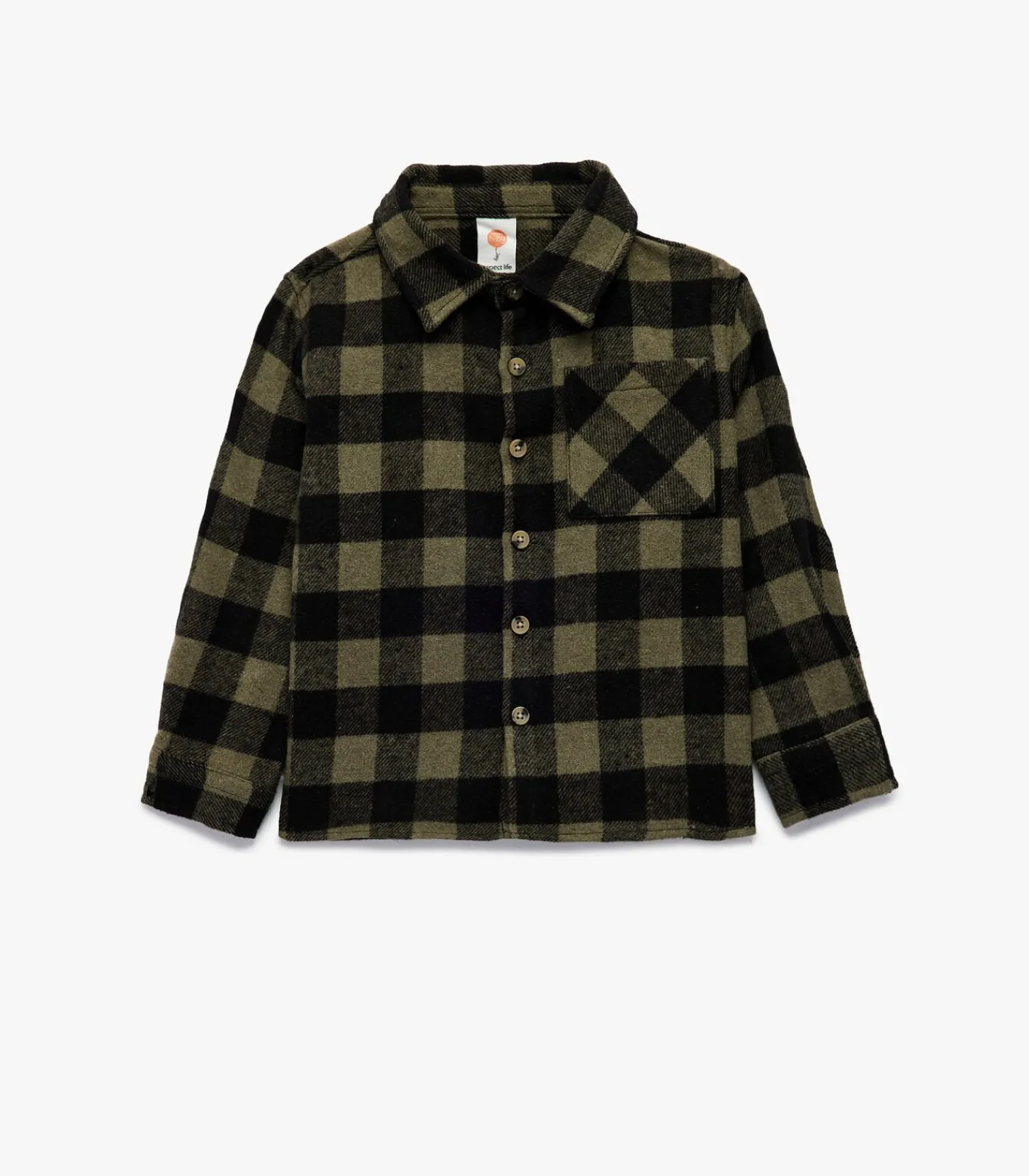 Kinderen Koton Geruite Flanel Blouse Lange Mouwen Knoopsluiting Zakdetail