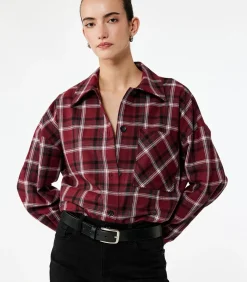 Online Geruite Lange Mouwen Flanellen Oversized Shacket DAMES Jassen