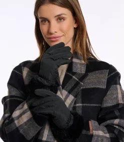 Hot Gevoerde handschoenen met imitatiebont Zwart M DAMES Sjaals