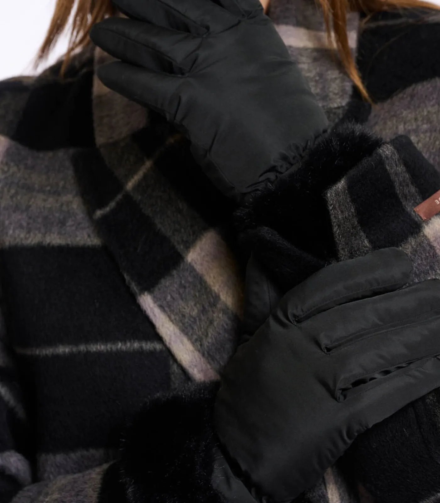 Hot Gevoerde handschoenen met imitatiebont Zwart M DAMES Sjaals