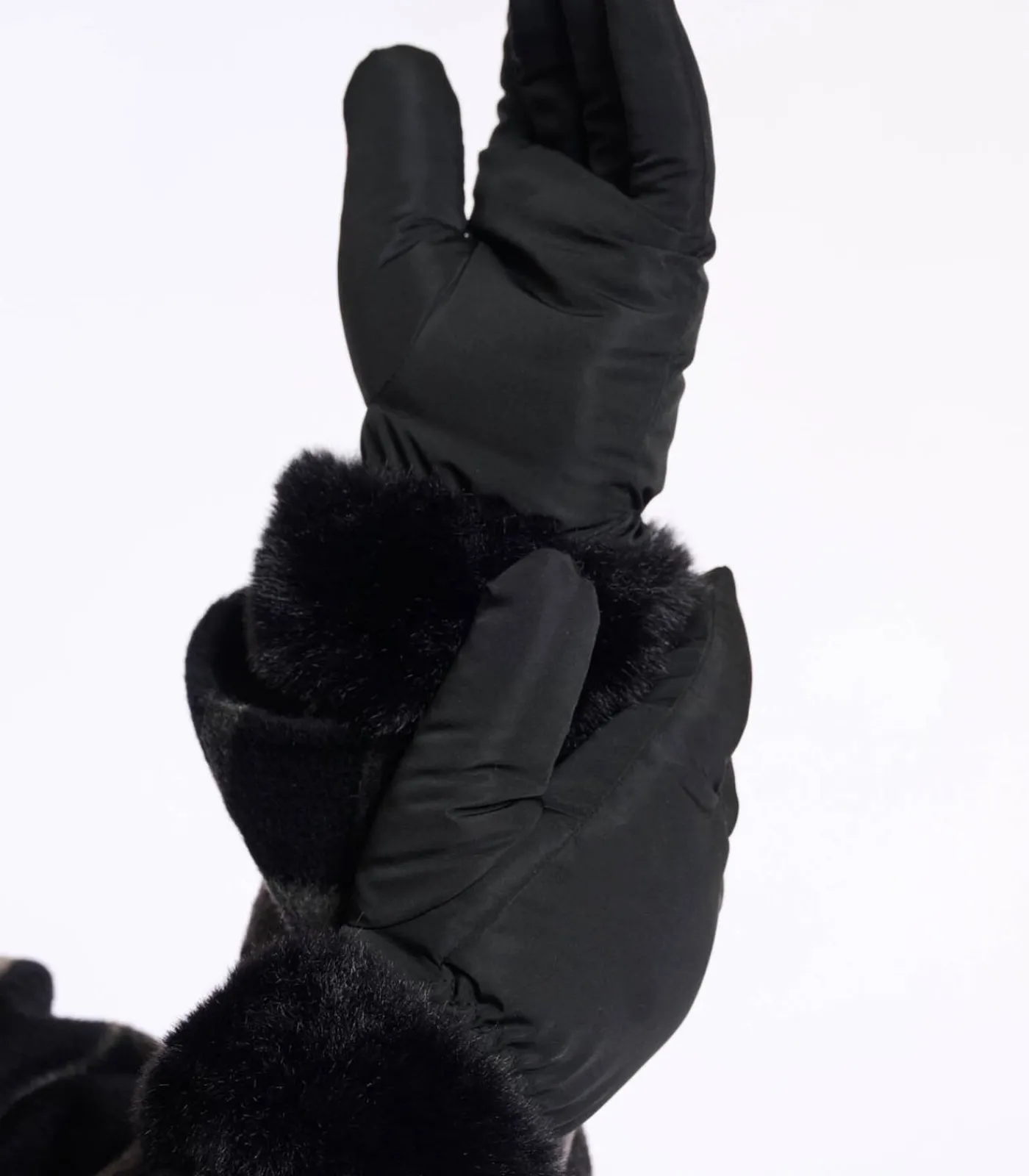 Hot Gevoerde handschoenen met imitatiebont Zwart M DAMES Sjaals