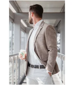 Outlet Geweven Riem Navy Taupe Heren Riemen