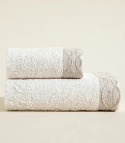 Chakra Gezichtshanddoek Border 50x90 cm Ecru