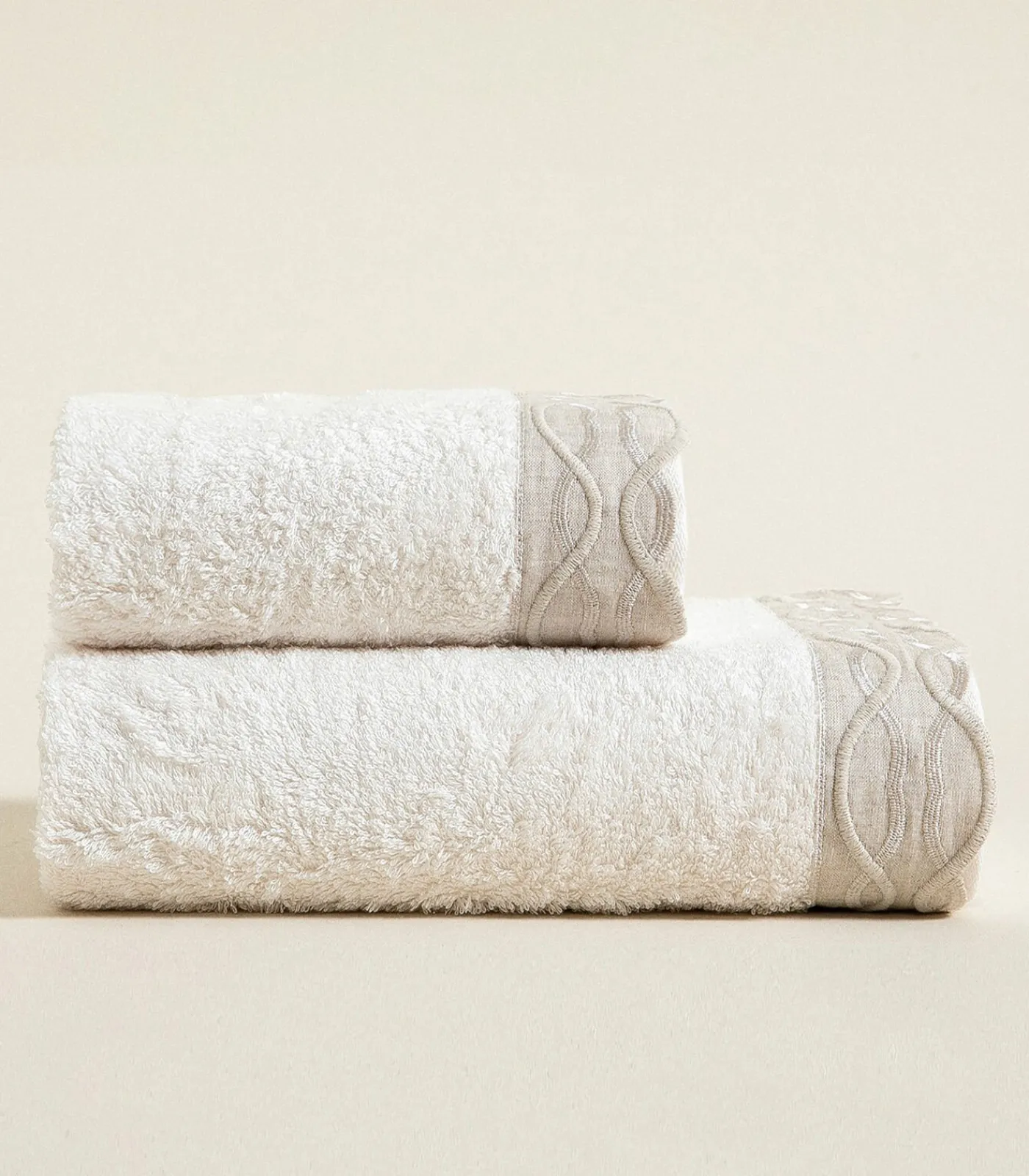 Chakra Gezichtshanddoek Border 50x90 cm Ecru