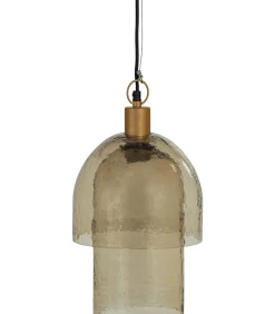 Clearance Gigi Hanglamp Dubbele Kap - Gehamerd Glas - Naturel - 31x22x22 Hanglampen