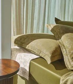 Blanc des Vosges GINGKO Olive - Laken Satijn katoen