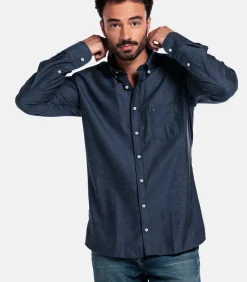 Heren Giordano Brando Flanel Overhemd – Navy