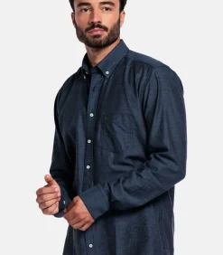 Heren Giordano Brando Flanel Overhemd – Navy