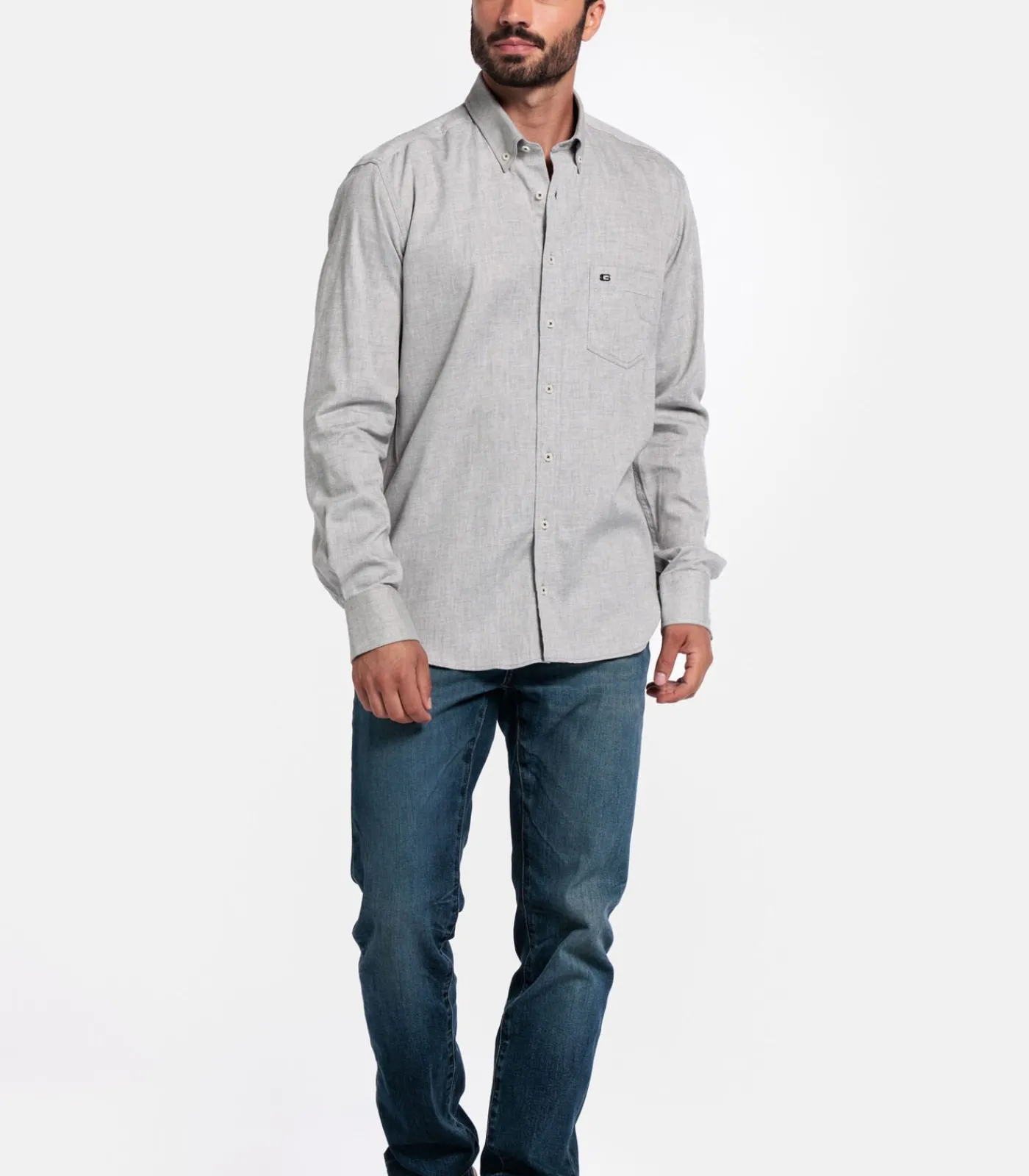 Heren Giordano Brando Flanel Overhemd – Grijs