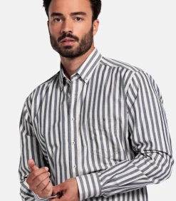 Heren Giordano Brando Gestreept Overhemd – Navy