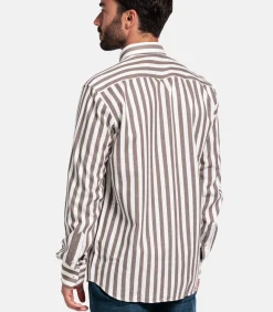 Hot Brando Streep Overhemd - Donkerbruin Heren Hemden