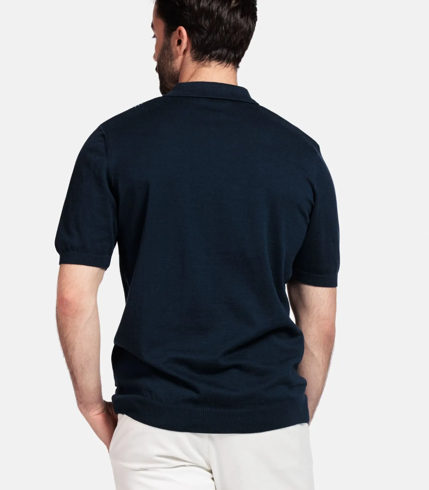 Outlet Enzo Knitted Polo – Melange Blauw Heren T-Shirts & Polo's