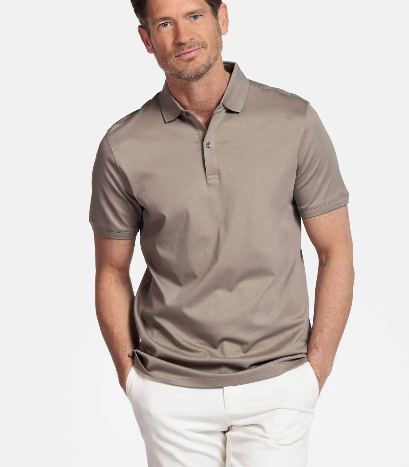 Heren Giordano Lino Liquid Cotton Polo – Beige