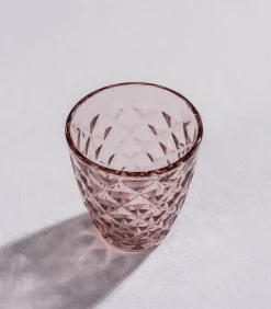 New Glas 22cl roze Prisma - set/4 Glazen & Karaffen