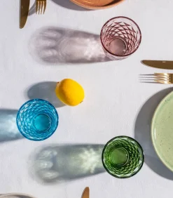 New Glas 22cl roze Prisma - set/4 Glazen & Karaffen