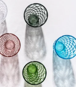 New Glas 22cl roze Prisma - set/4 Glazen & Karaffen