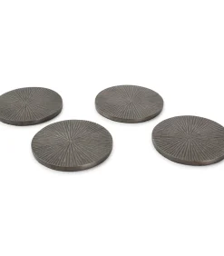 S|P Collection Glasonderzetter 10cm geribbeld zwart Charm - set/4