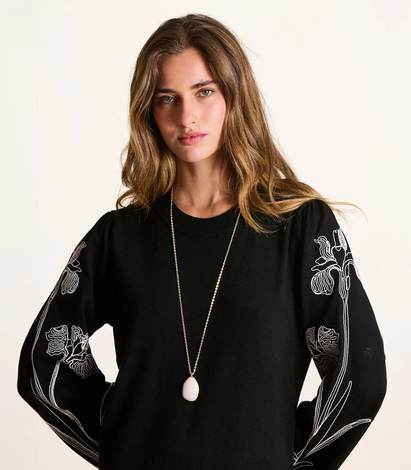 DAMES La Fée Maraboutée Gouden halsketting met witte natuursteen