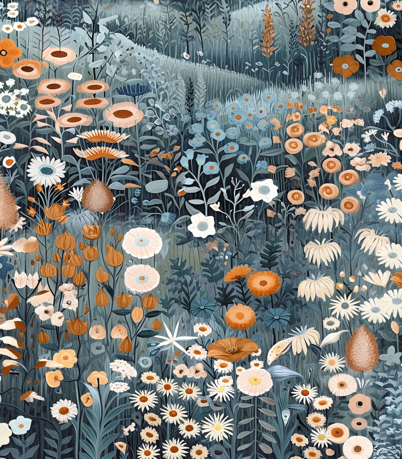 Outlet Vliesbehang Glenwhan Wildflower Midnight Wanddecoratie