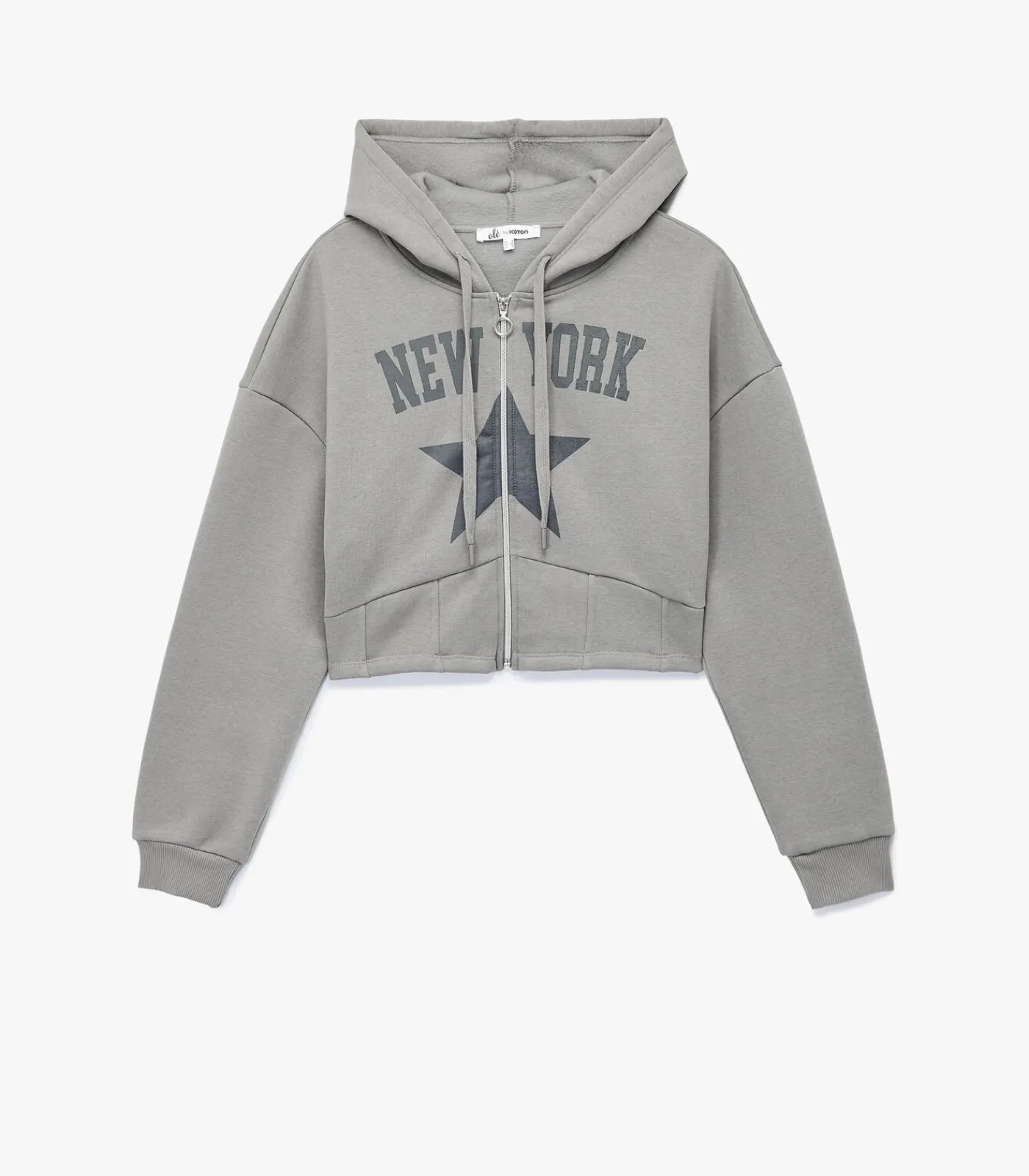 Sale Grijs Crop Sweatshirt Kap Hoody Lang DAMES Truien & Cardigans