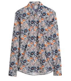 Sale Grijs herenoverhemd met bloemen Heren Hemden