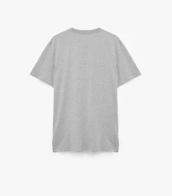 Heren Koton Grijs T-shirt Korte Mouwen Ronde Hals Bedrukt