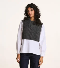 Sale Grijze gebreide plastron met rits DAMES Sjaals