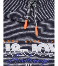 Kinderen J&JOY Grijze jongenssweater met kangoeroezak en opstaande kraag