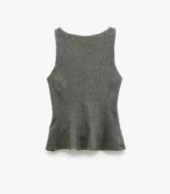 Hot Grijze Mouwloze Peplum Top Slanke Pasvorm DAMES T-Shirts & Tops