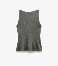 Hot Grijze Mouwloze Peplum Top Slanke Pasvorm DAMES T-Shirts & Tops