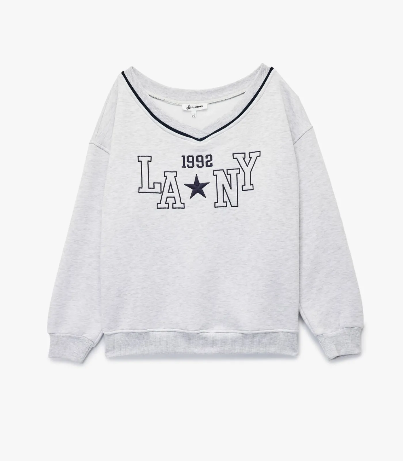 New Grijze Oversized Sweatshirt V-hals Lange Mouwen DAMES Truien & Cardigans