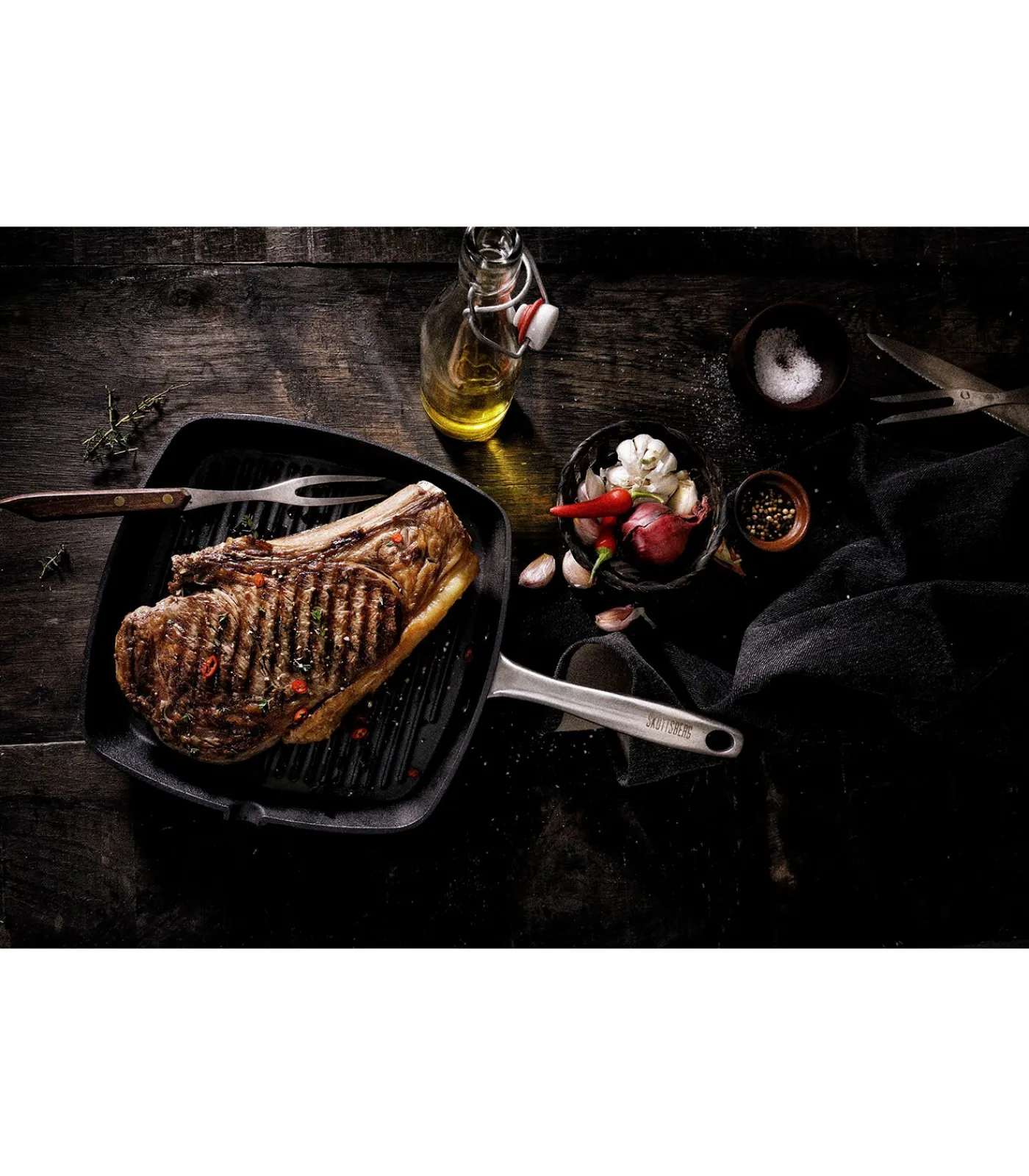 SKOTTSBERG Grillpan Gietijzer 28 x 28 cm Cast Iron - alle warmtebronnen - Inductie