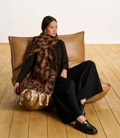 Discount Grote bruine luipaardsjaal DAMES Sjaals