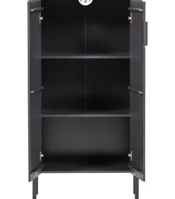 Outlet Gunnar 2-Deurs Kast - Grenen - Matzwart -135x85x39 Meubels