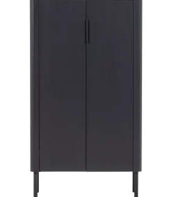 Outlet Gunnar 2-Deurs Kast - Grenen - Matzwart -135x85x39 Meubels