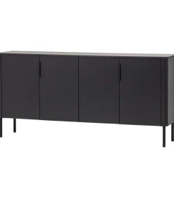 WOOOD Gunnar Dressoir 200 cm - Grenen - Matzwart - 85x201x44