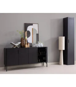 Hot Gunnar Smalle Hoge Kast - Grenen - Matzwart - 217x45x39 Meubels