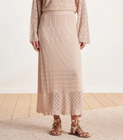 DAMES La Fée Maraboutée Halflange beige gehaakte rok