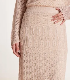 DAMES La Fée Maraboutée Halflange beige gehaakte rok