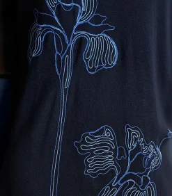 DAMES La Fée Maraboutée Halflange jurk in donkerblauw breisel met borduursel