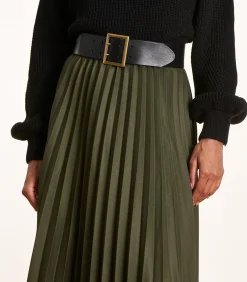 Online Halflange kaki plooirok van flanel DAMES Rokken