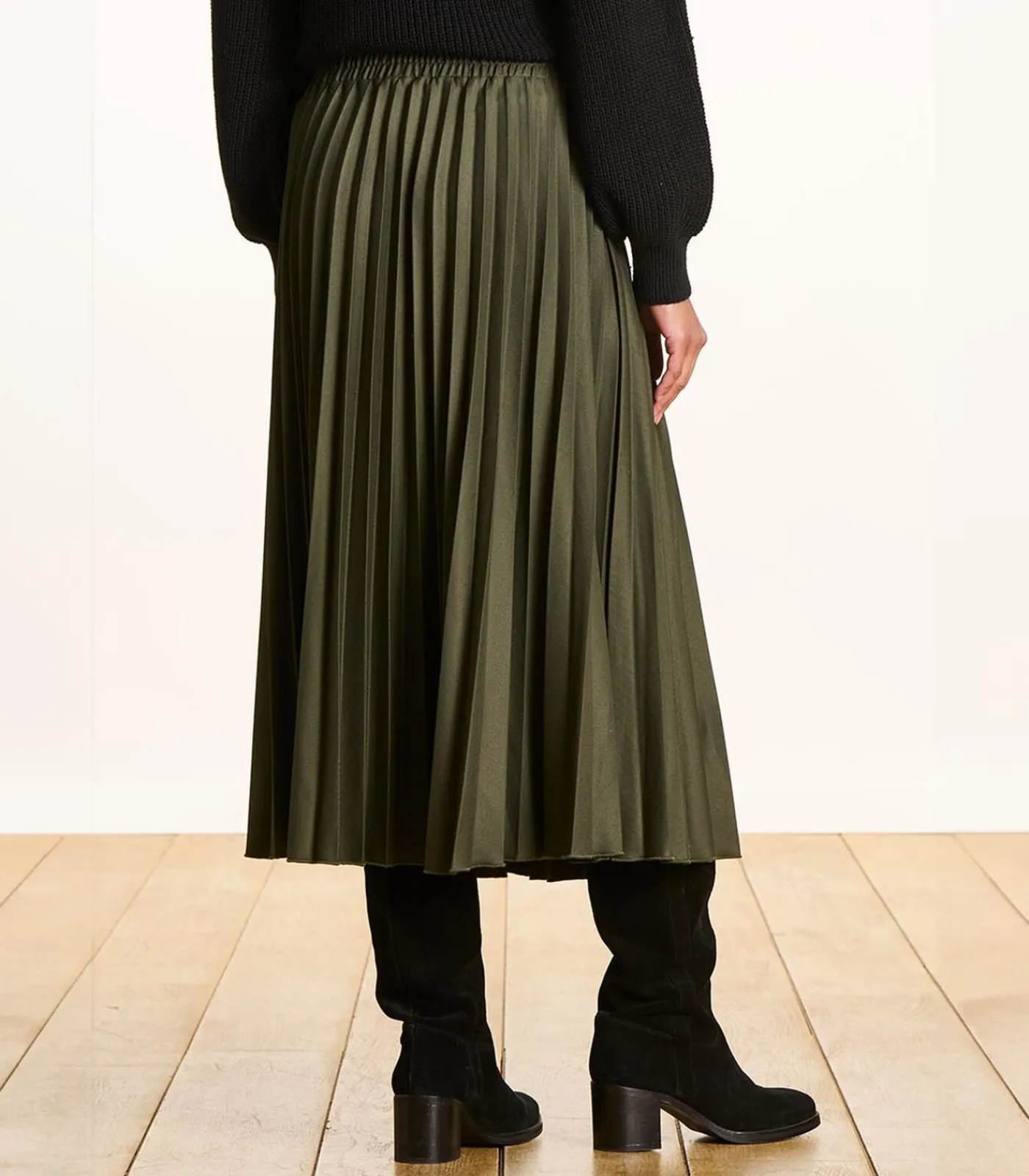 Online Halflange kaki plooirok van flanel DAMES Rokken