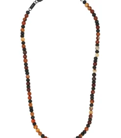 Sale Halsketting voor mannen, roestvrij staal, stalen kralen, agaat Heren Kettingen