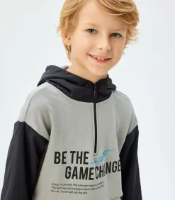 Discount Halve ritssluiting met capuchon Met gebruik van twee verschillende stoffen Sweatshirt Kinderen Truien & Vesten