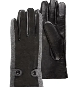 DAMES ISOTONER Handschoenen lamsleer/wol voor dames Zwart