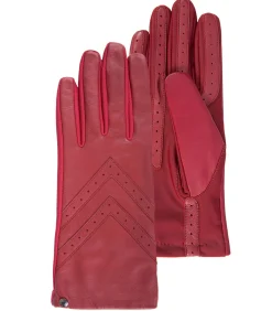 Handschoenen van tactiel leer en stof voor dames Rood DAMES Handschoenen