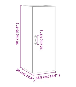 vidaXL Hangkast 34,5x34x90 cm grijs sonoma eikenkleurig
