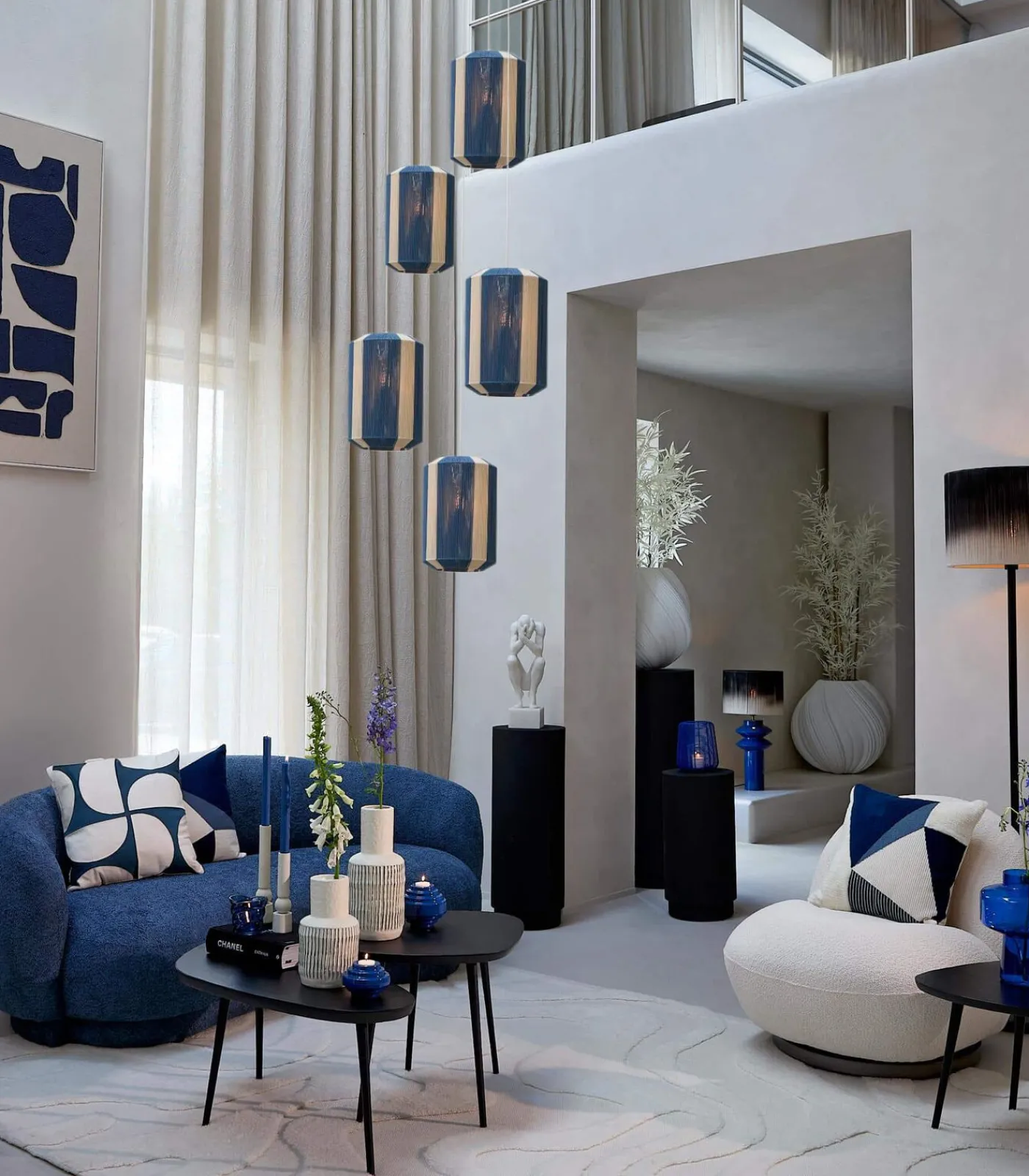 Light & Living Hanglamp Kozana - Donkerblauw - Ø30cm